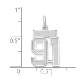 14k White Gold Small Satin Number 91 Charm