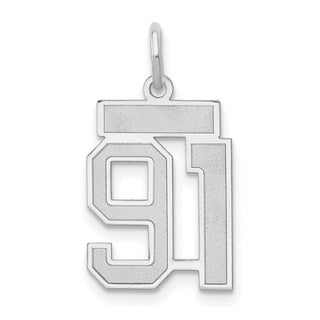 14k White Gold Small Satin Number 91 Charm