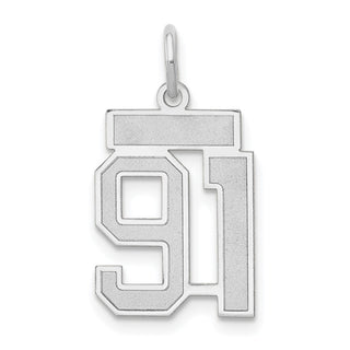 14k White Gold Small Satin Number 91 Charm