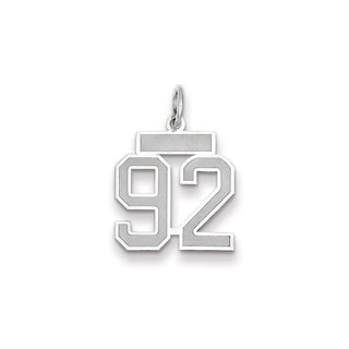 14k White Gold Small Satin Number 92 Charm
