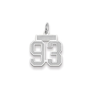 14k White Gold Small Satin Number 93 Charm