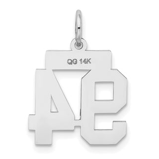 14k White Gold Small Satin Number 94 Charm