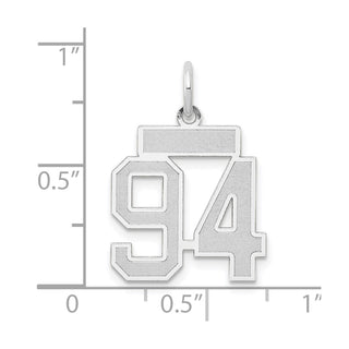14k White Gold Small Satin Number 94 Charm