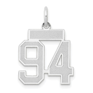 14k White Gold Small Satin Number 94 Charm
