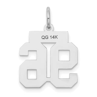 14k White Gold Small Satin Number 96 Charm