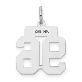 14k White Gold Small Satin Number 96 Charm