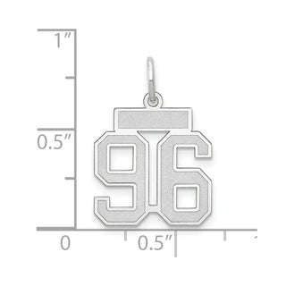 14k White Gold Small Satin Number 96 Charm