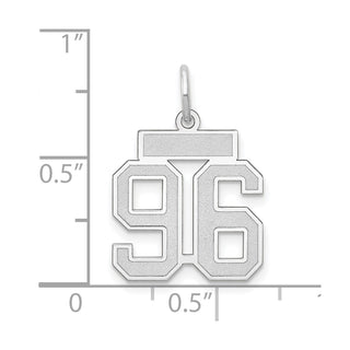 14k White Gold Small Satin Number 96 Charm