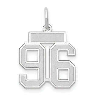 14k White Gold Small Satin Number 96 Charm