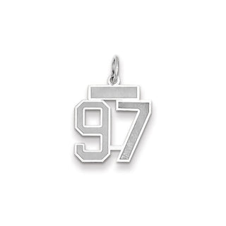 14k White Gold Small Satin Number 97 Charm