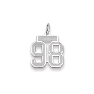 14k White Gold Small Satin Number 98 Charm