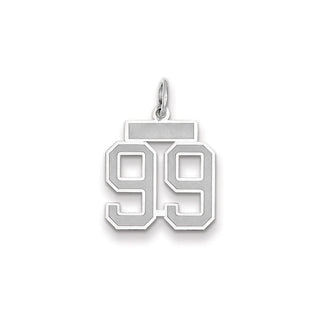 14k White Gold Small Satin Number 99 Charm