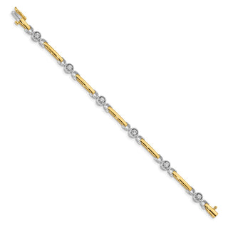14k Two-tone Gold A Diamond Fancy Tennis Bracelet