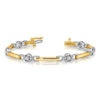 14k Two-tone Gold AA Diamond Fancy Tennis Bracelet