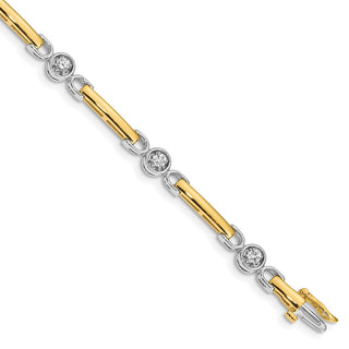 14k Two-tone Gold A Diamond Fancy Tennis Bracelet