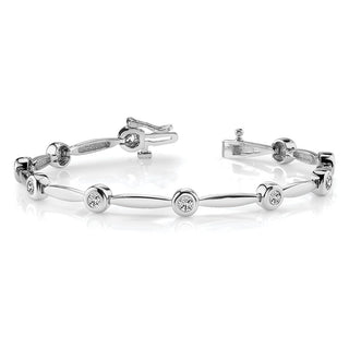 14k White Gold VS Diamond Bar Link Bracelet