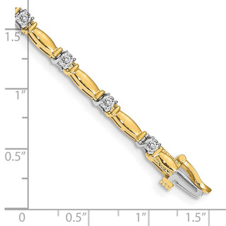 14k Two-tone Gold AAA Diamond Bar Link Tennis Bracelet
