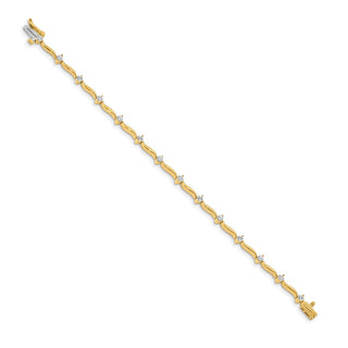 14k Yellow Gold A Diamond Bar Link Tennis Bracelet