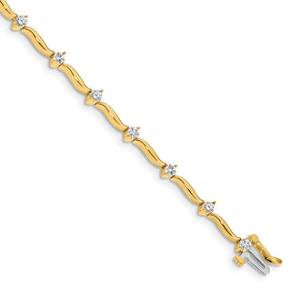 14k Yellow Gold A Diamond Bar Link Tennis Bracelet
