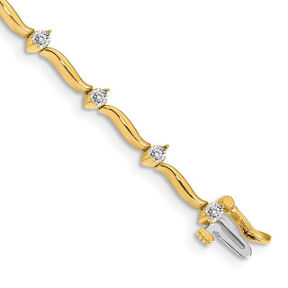14k Yellow Gold A Diamond Bar Link Tennis Bracelet