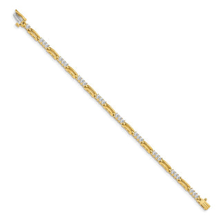 14k Yellow Gold A Diamond Fancy Link Tennis Bracelet