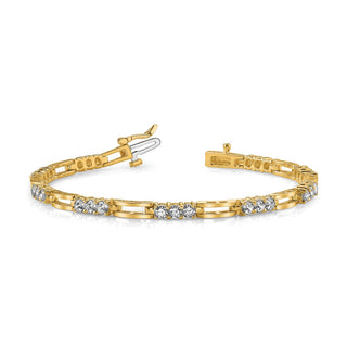 14k Yellow Gold A Diamond Fancy Link Tennis Bracelet