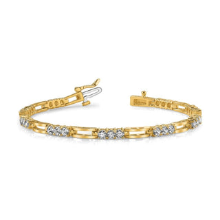 14k Yellow Gold A Diamond Fancy Link Tennis Bracelet