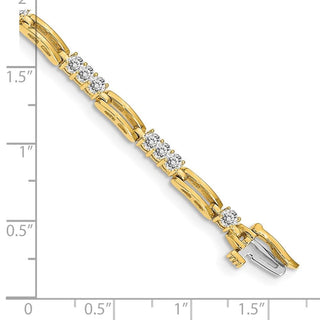 14k Yellow Gold A Diamond Fancy Link Tennis Bracelet