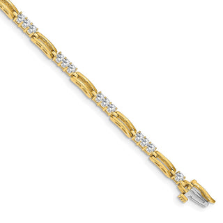 14k Yellow Gold A Diamond Fancy Link Tennis Bracelet