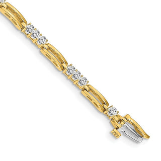14k Yellow Gold A Diamond Fancy Link Tennis Bracelet