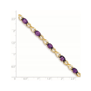 7" 14k Yellow Gold 7x5mm Oval Amethyst Bracelet X951AM