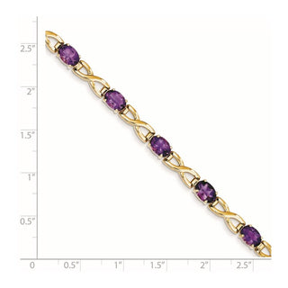 7" 14k Yellow Gold 7x5mm Oval Amethyst Bracelet X951AM