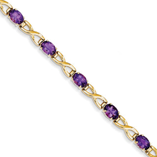 7" 14k Yellow Gold 7x5mm Oval Amethyst Bracelet X951AM
