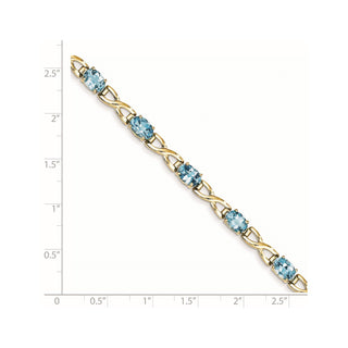 7" 14k Yellow Gold 7x5mm Oval Blue Topaz Bracelet X951BT