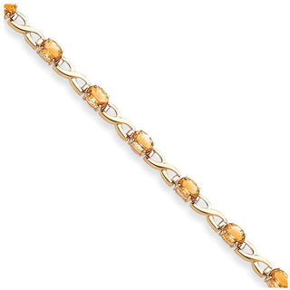 7" 14k Yellow Gold 7x5mm Oval Citrine Bracelet X951CI