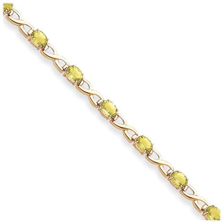 7" 14k Yellow Gold 7x5mm Oval Peridot Bracelet X951PE