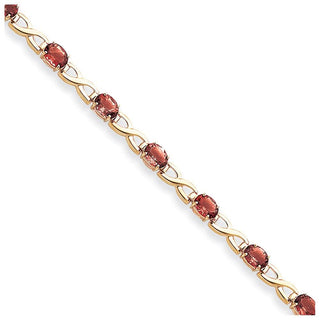 14K Yellow Gold 7x5mm Oval Rhodolite Garnet bracelet