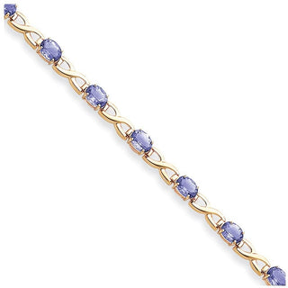 7" 14k Yellow Gold 7x5mm Oval Tanzanite Bracelet X951T
