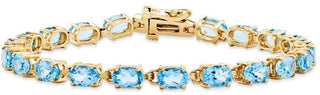 7" 14k Yellow Gold 6x4mm Oval Blue Topaz Bracelet X960BT