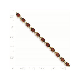 7" 14k Yellow Gold 6x4mm Oval Garnet Bracelet X960GA