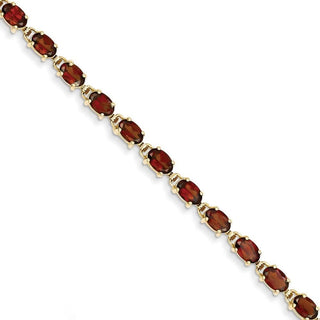 7" 14k Yellow Gold 6x4mm Oval Garnet Bracelet X960GA