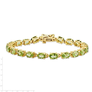 7" 14k Yellow Gold 6x4mm Oval Peridot Bracelet X960PE