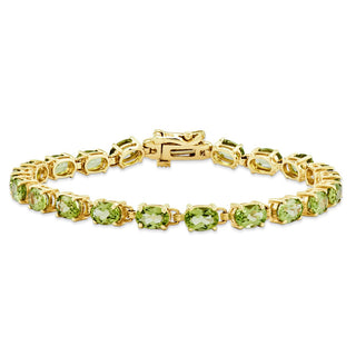7" 14k Yellow Gold 6x4mm Oval Peridot Bracelet X960PE