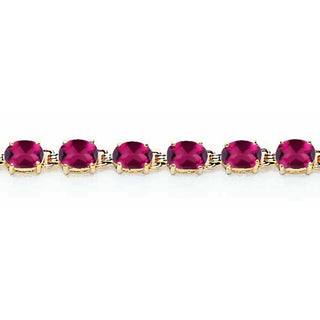 14K Yellow Gold 6x4mm Oval Rhodolite Garnet bracelet