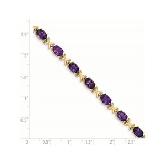 7" 14k Yellow Gold 7x5mm Oval Amethyst Bracelet X962AM