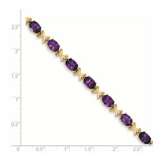 7" 14k Yellow Gold 7x5mm Oval Amethyst Bracelet X962AM