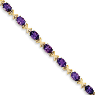 7" 14k Yellow Gold 7x5mm Oval Amethyst Bracelet X962AM