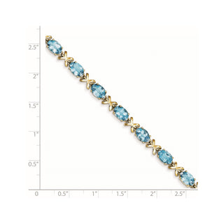 7" 14k Yellow Gold 7x5mm Oval Blue Topaz Bracelet X962BT