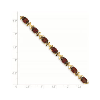7" 14k Yellow Gold 7x5mm Oval Garnet Bracelet X962GA