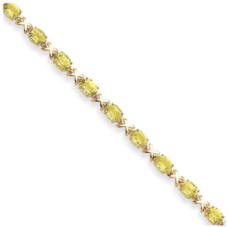 7" 14k Yellow Gold 7x5mm Oval Peridot Bracelet X962PE